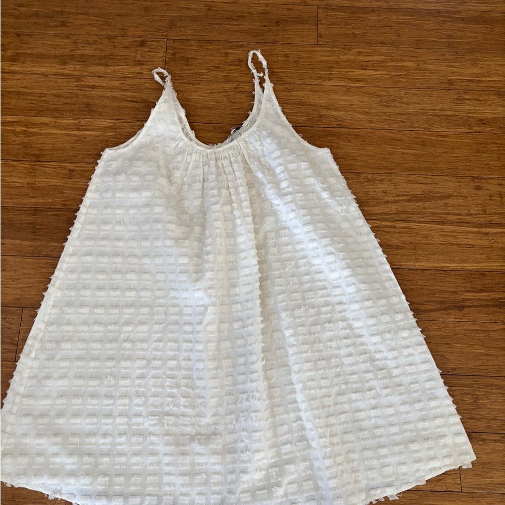 Madewell ivory fringe Textured Sleeveless coverup Dress size small - Picture 7 of 7